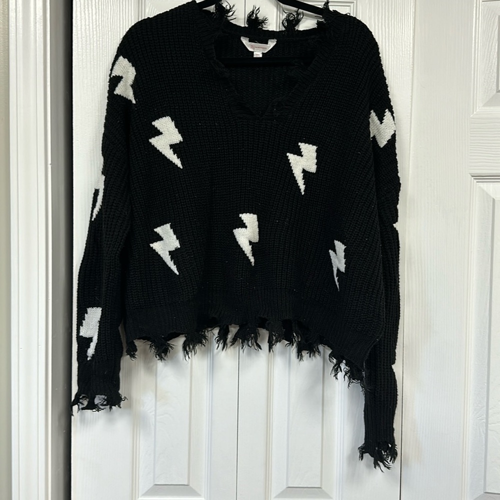 Distressed Cropped Sweater
